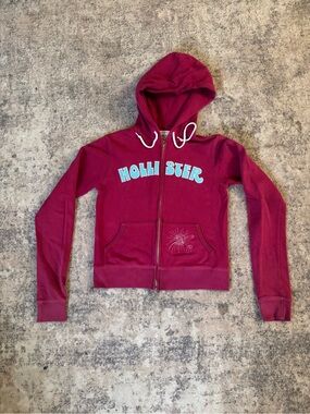 2000’s Y2K Hollister Full Zip Hoodie Size M Burgundy w/ sun and shooting star